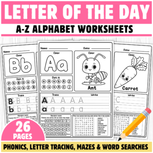 Alphabet Worksheets A-Z | Letter Recognition, Phonics, Tracing & Vocabulary